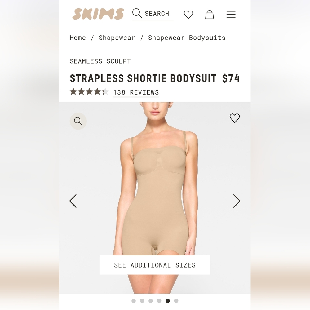 Brand New Skims Seamless Sculpt Strapless Shortie Bodysuit